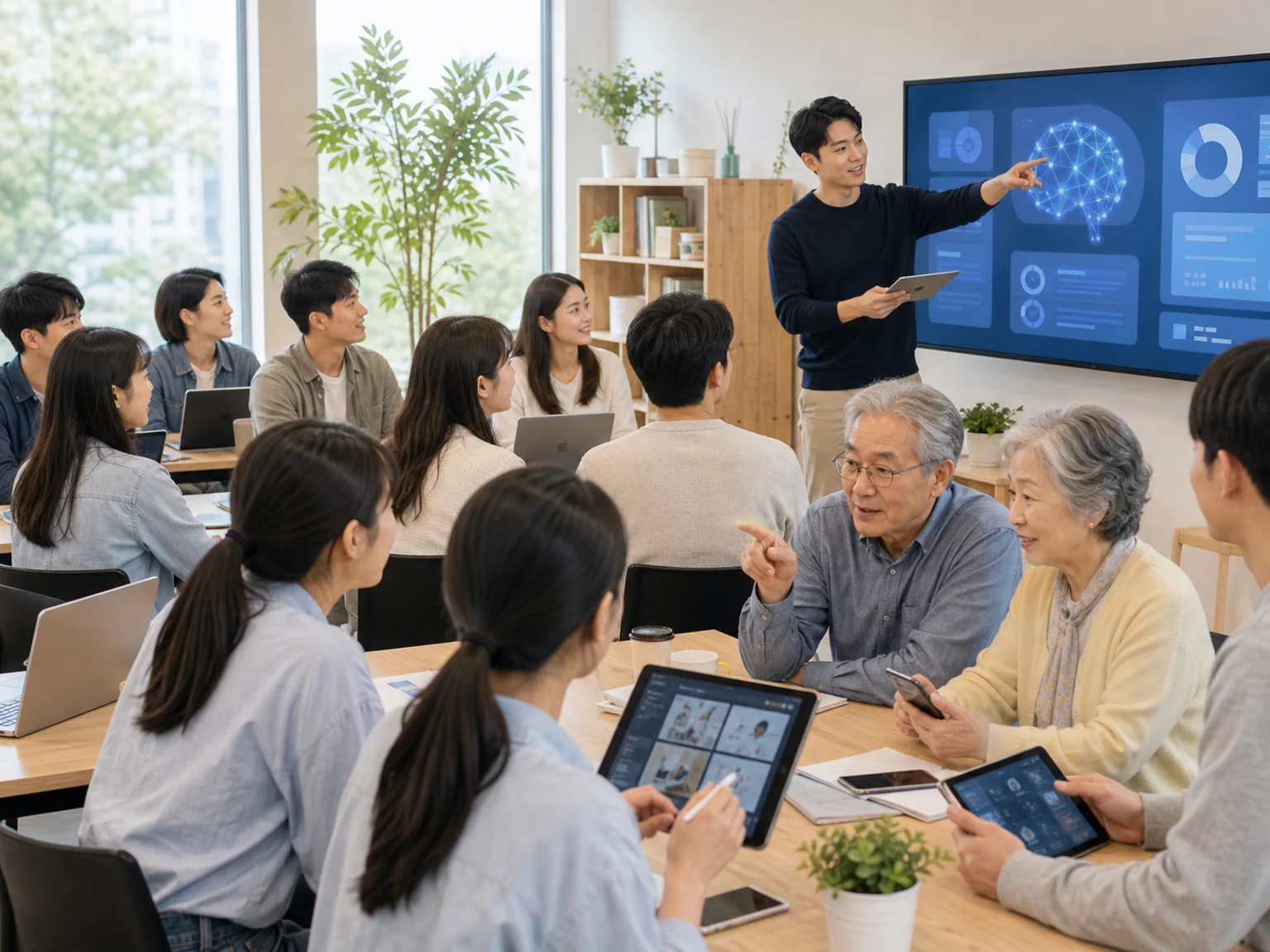 디지털·AI 스마트교육 — 청년 수강생과 시니어가 함께 참여하는 스마트폰·AI 활용 교실