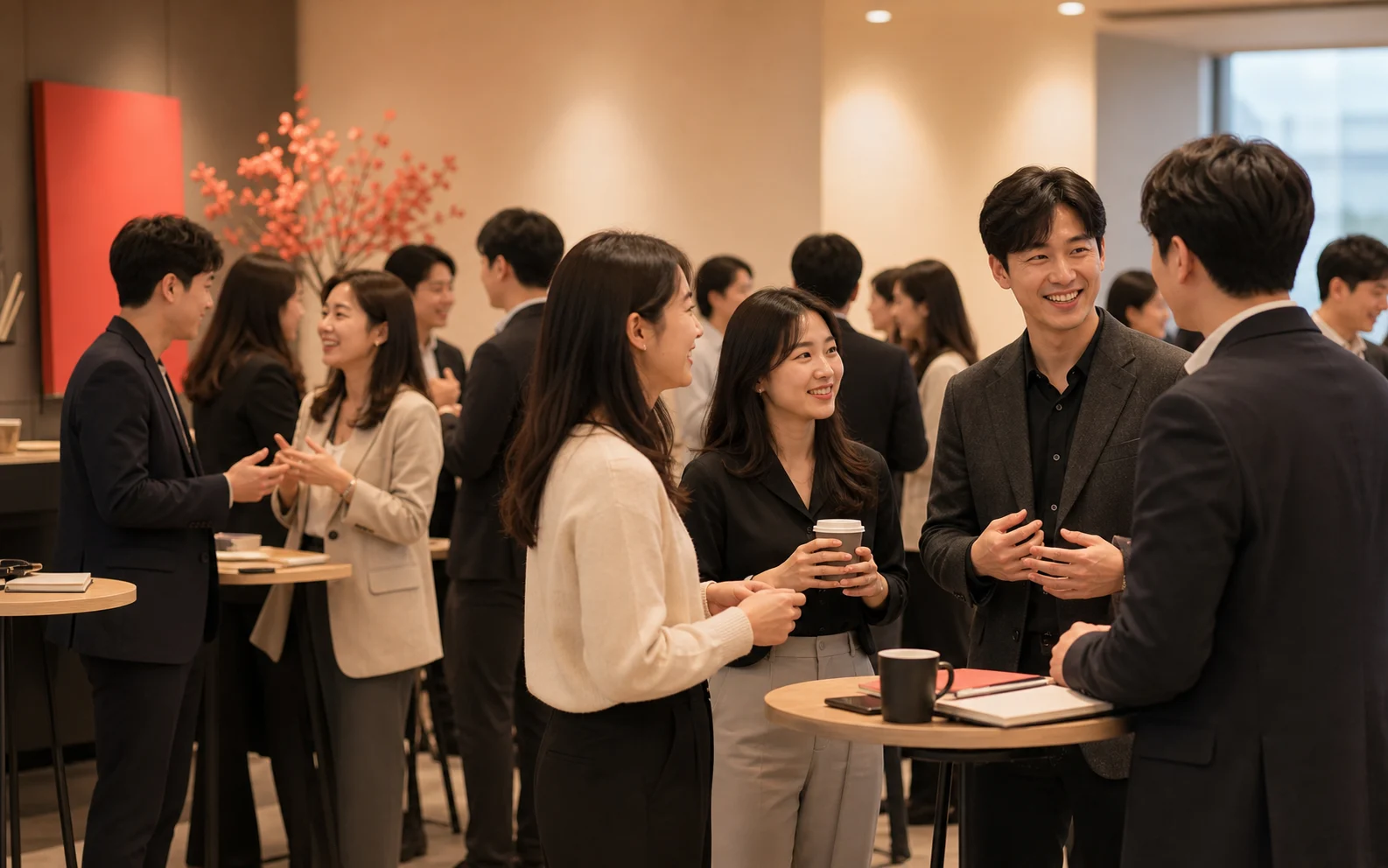 MSC 커뮤니티 네트워킹 현장에서 전문가들이 웃으며 대화하는 모습